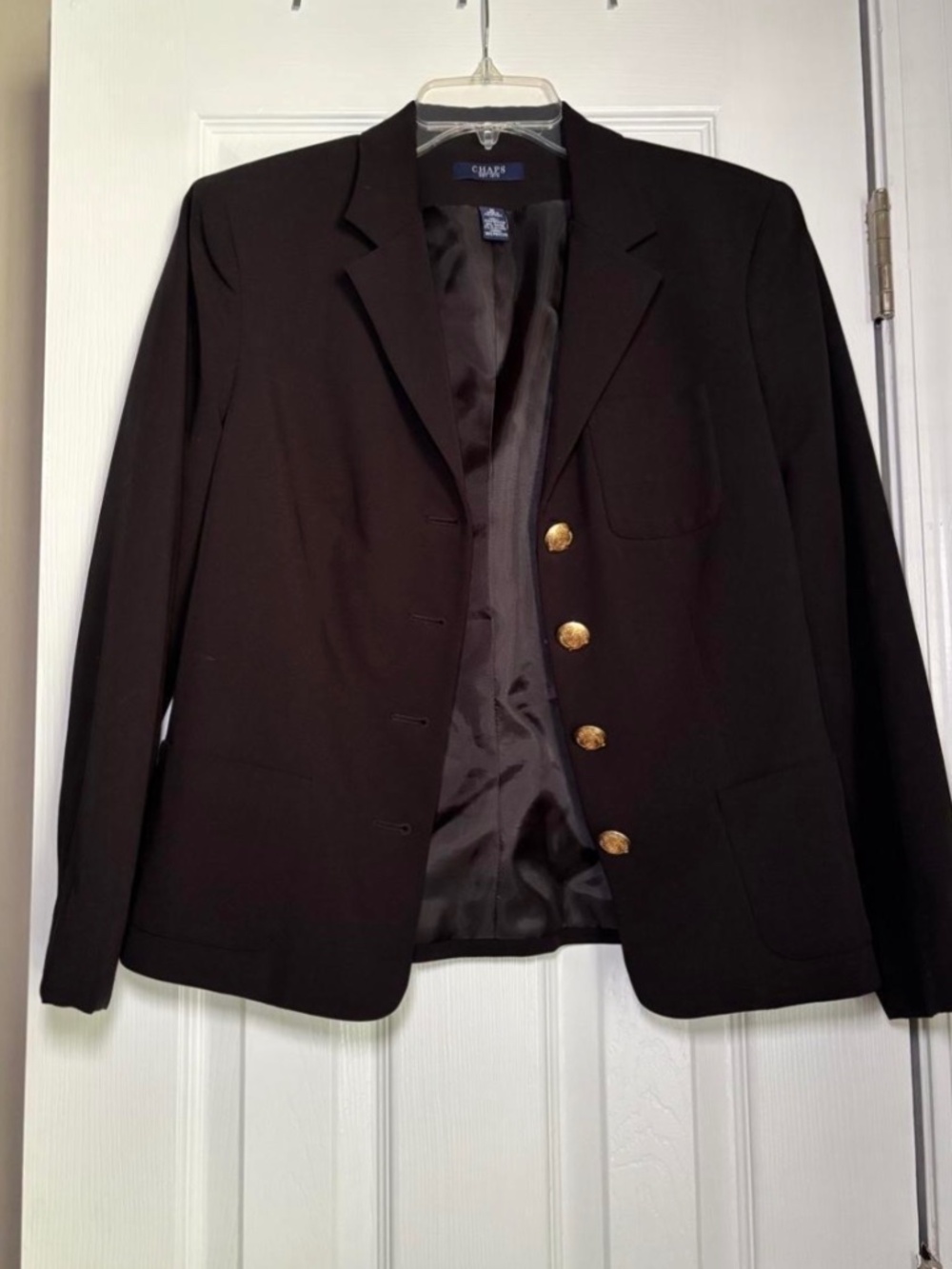 Chaps Black Blazer with Gold Buttons